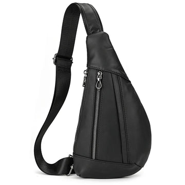 Xajzpa Soft genuine Leather Men's Chest Bag Male Mini Shoulder Crossbody Bag Anti Theft Chest Pack Men Outdoor Summer Sling Bag